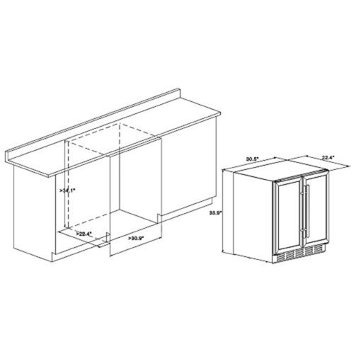 Kalamera BuiltIn Refrigeration 30.5'' width 66 Bottle Dual Zone Built